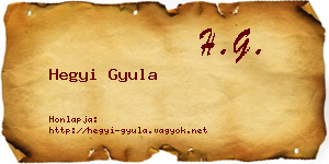 Hegyi Gyula névjegykártya